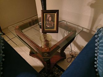 3 glass top table set