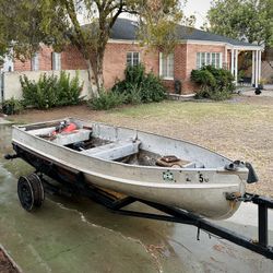 1961 Aluma Craft Outboard Motor Fishing Boat w/ Trailer Vintage Aluminum Alumacraft