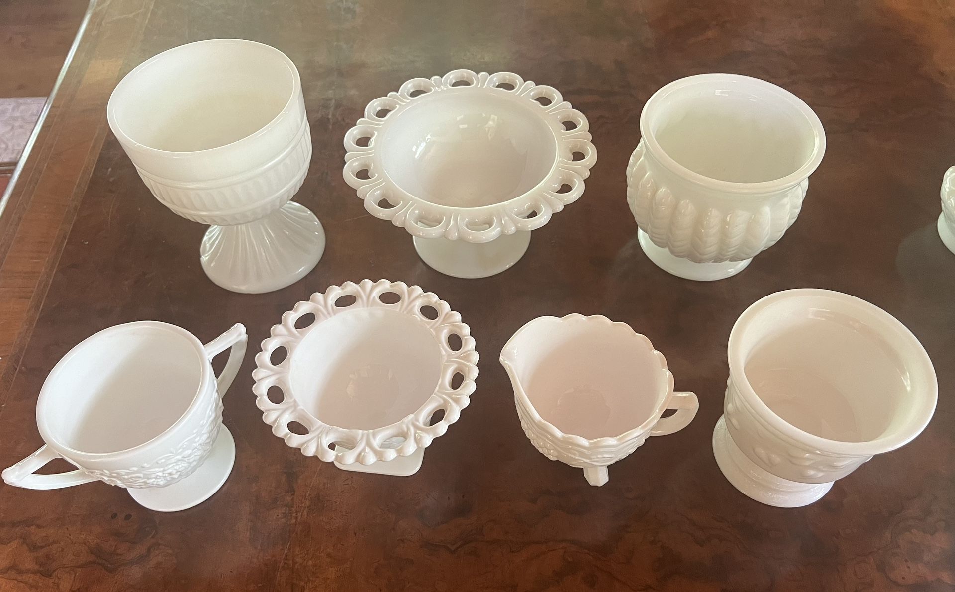 Milk Glass Serving Bowls And Cache Pots Collection