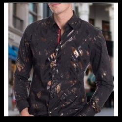 MENS Stripe Pattern Shirt Black