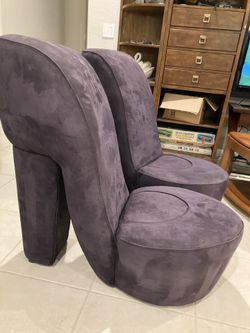 Black Suede microfiber Decorative Stiletto Shoe Chairs