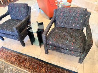 Retro upholstered accent chairs