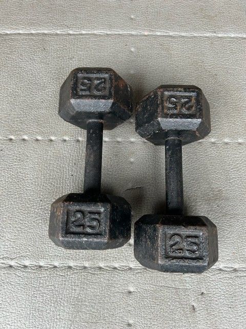 Set Of 25lb Hex Dumbbells 