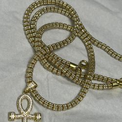 Chain , Bracelet + FREE pendant Gold Over Silver