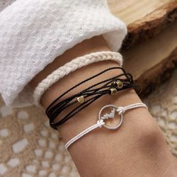 Beautiful 3 Pc Mountain And Beading Detail Bracelet Set