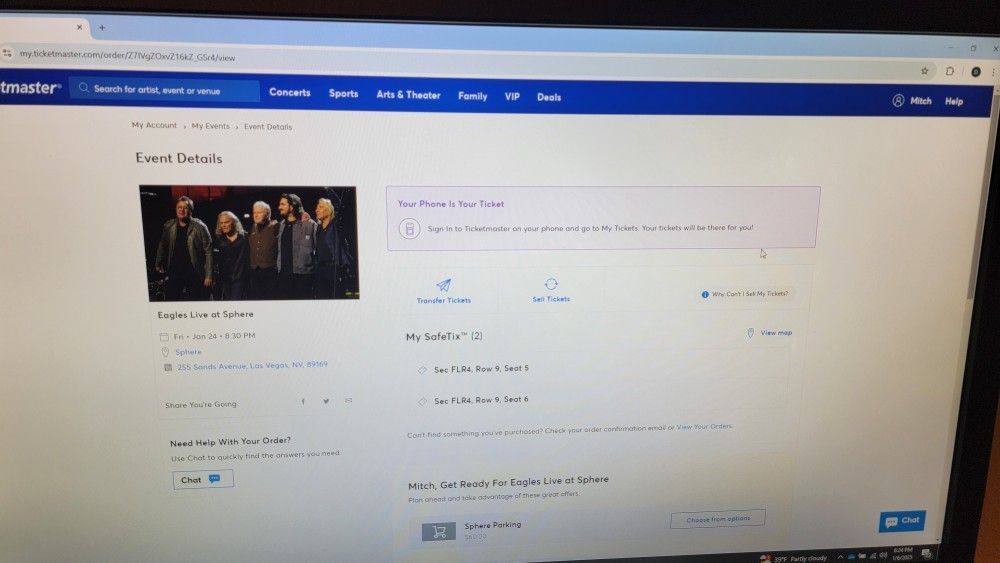 Eagles At The Sphere In Las Vegas January 24th