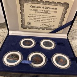 U.S. Quarter Set - Inaugural Edition Statehood Quarters 1999 5 Colorized Quarters