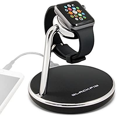 Black Fin Charging Stand for Apple Watch, Black/Sliver