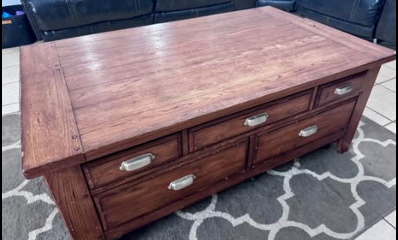 Coffee table with storage, drawers, and lift top