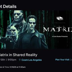 The Matrix In Shared reality At The Cosm Movie Tickets At Cost