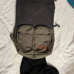 Renwick Roll Top Laptop Travel Backpack Padded Green Gray