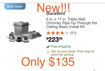 New! Dura Vent Triple wall through the Ceiling installation kit only $135