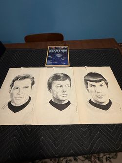 Vintage Star Trek 1976 Kirk, Spock & McCoy Prints + Collector’s Magazine