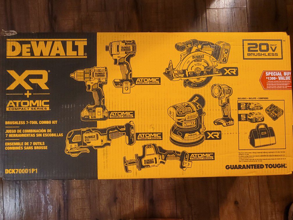 DEWALT
20-Volt MAX Lithium-Ion Cordless 7-Tool Combo Kit with 2.0 Ah Battery, 5.0 Ah Battery and Charger