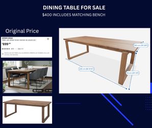 Dining table and bench