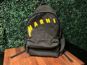 Marni Logo Print Canvas Backpack - Black - OS
