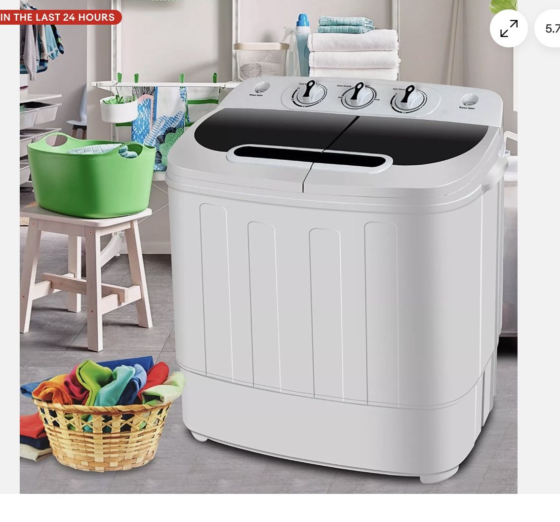 Compact Mini Twin Tub Washing Machine Portable 13lbs Laundry Washer and Dryer