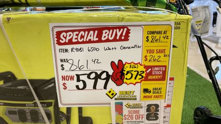 RYOBI 6500 watt Generator