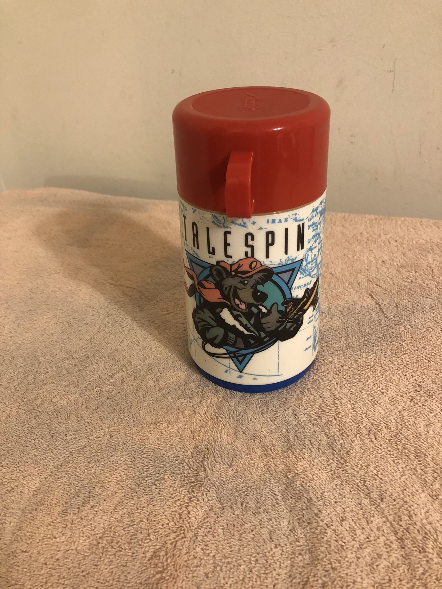 Vintage Disney Tailspin Aladdin Thermos Bottle With Sip Lid & Cup