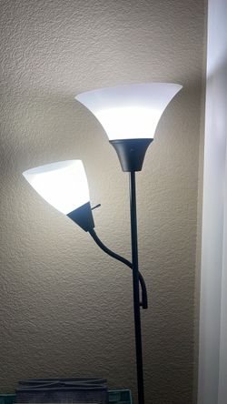 Black Floor Lamp with Two Shades and single shade