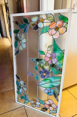 Beautiful Large floral framed stained glass