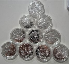 10 - 1 oz  .999 fine silver rounds
