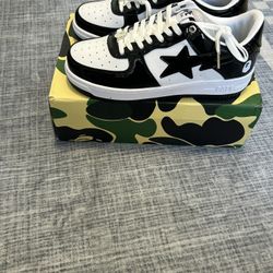 Bape Sta Black And White Shoes