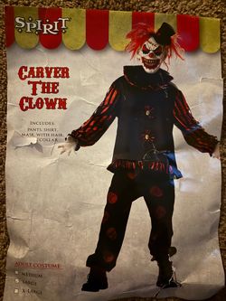 Carver the clown  adult costume size L