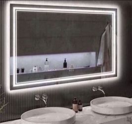 LED Mirror for Bathroom 72x36”with Front and Backlit, 3 Colors Dimmable Lighted Vanity Mirror for W