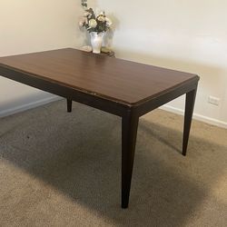 Solid Wood Dining Table – Dark Brown – Seats 6