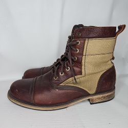 Levi's Men's Canvas Boots Brown Leather Size 12