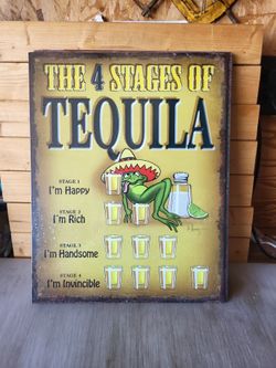 The 4 Stages of Tequila Tin Sign 13"x16"