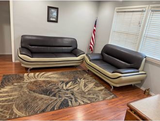 Unique leather couch and loveseat