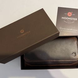 RFID Moonster Brown HAND MADE Premium Genuine LEATHER WALLET 12 CREDIT CARD SLOT