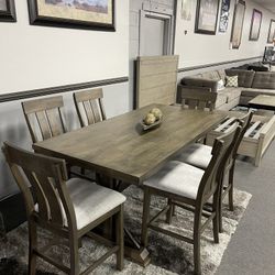 7PC Rustic Style Dining Table Set