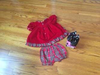 Girls size 9 months Christmas outfit and shoes