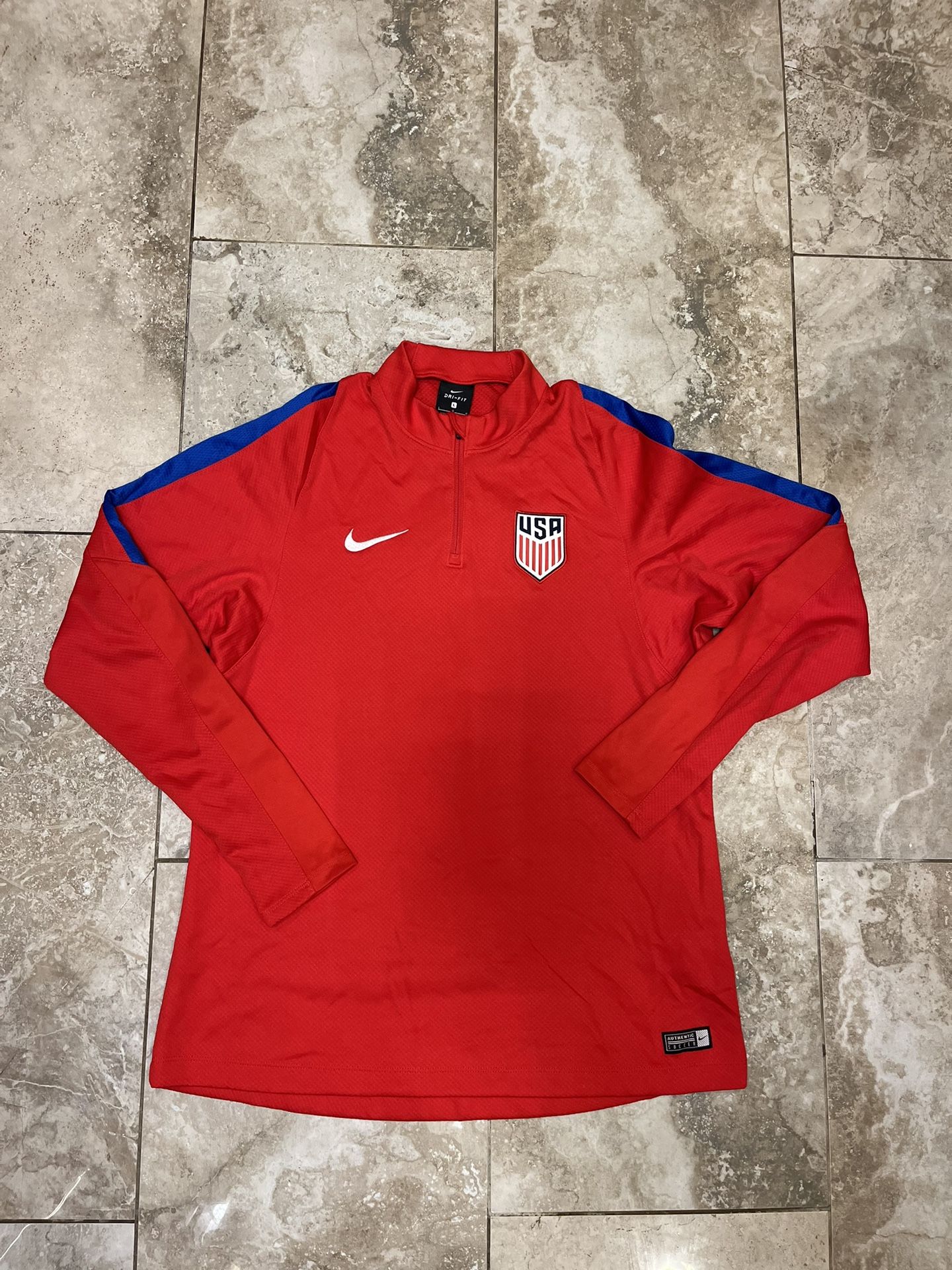 Nike DRI Fit Women's USA SOCCER 1/4 Zip Pullover Jacket 742420-657 Size Large