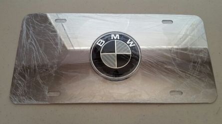 Bmw black carbon fiber stainless chrome license plate