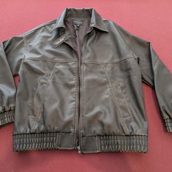 Men's Brown Haute Monde Faux Leather Jacket - Medium - New w/  Tags