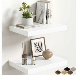 White Floating Shelves for Wall, 16'' W x 12'' D , 2 pack, NEW