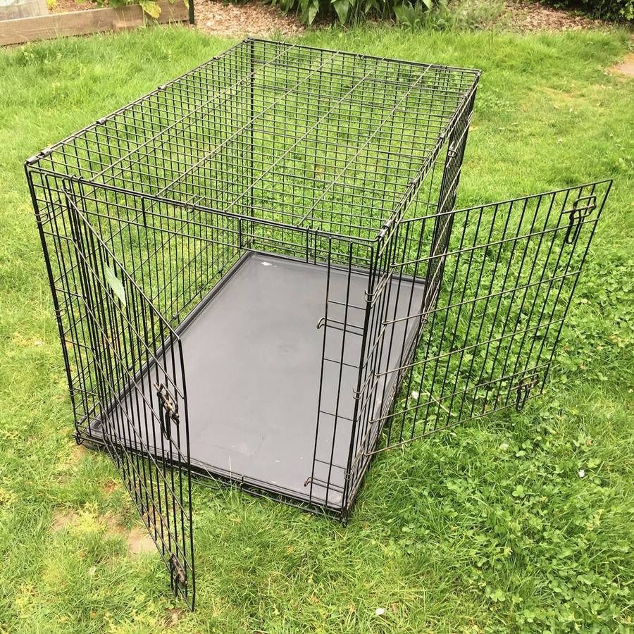 Extra Large Double Door 42" MidWest iCrate Black Metal Wire Dog Kennel
