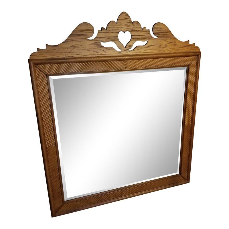 Antique Oak Beveled Mirror