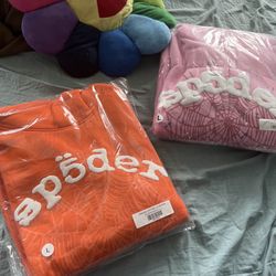 Orange And Pink Sp5der Sweatshirts