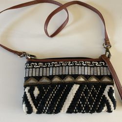 Black woven crossbody purse