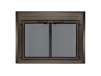 NEW! ALLEN + ROTH Chester 30″ to 37″ Cabinet Style Fireplace Doors with Tempered Smoke Glass in Oil Rubbed Bronze