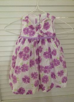 DRESSED UP by GYMBOREE 3-6 MONTHS SPRING FLORAL DRESS PURPLES WHITE GREEN