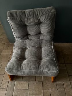 Gray Tufted Accent Chair with Wood Legs