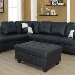 Brand New Black Sectional Sofa Couch 