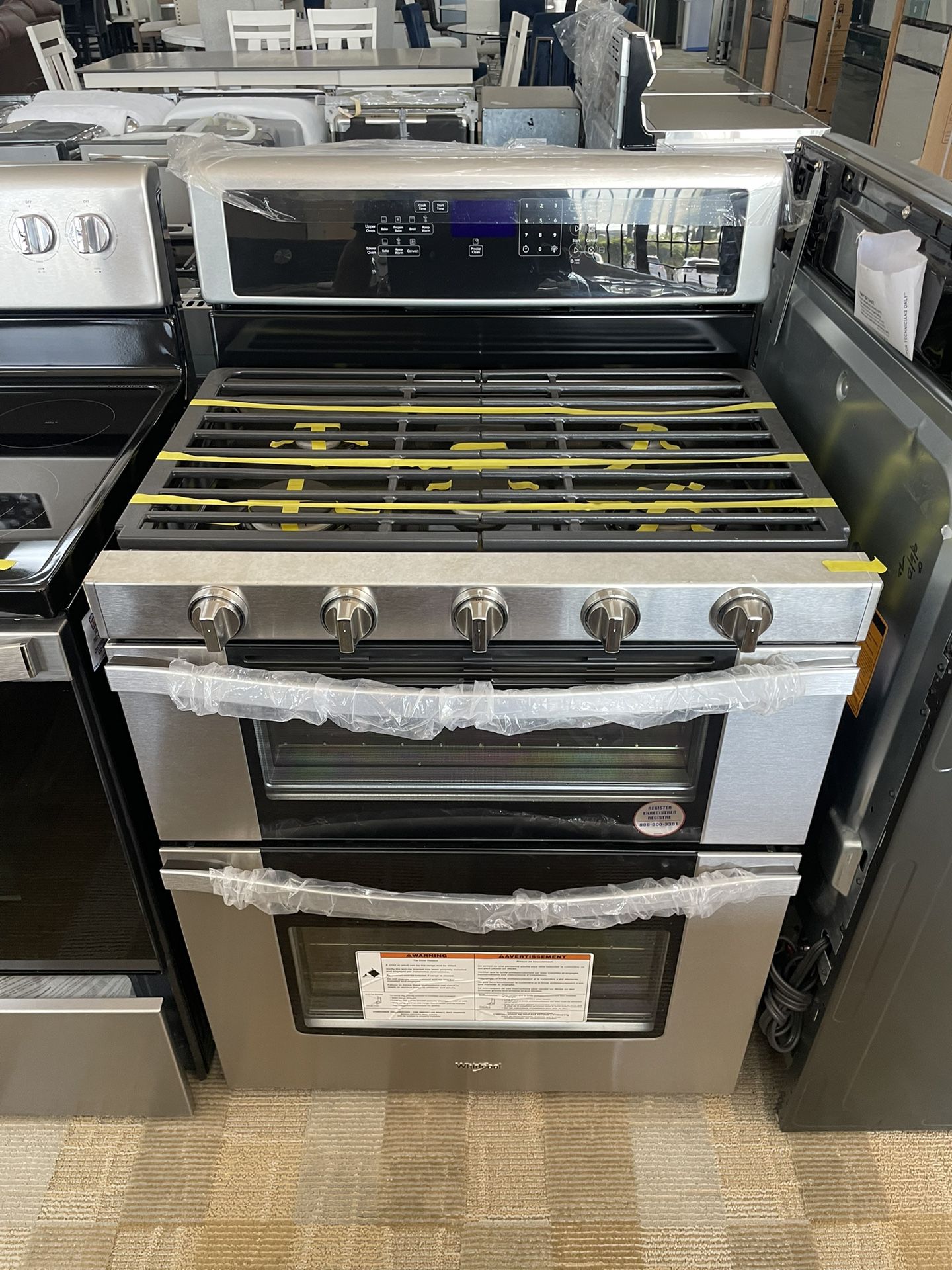 Whirlpool Stainless Steel Double Oven Gas Stove 