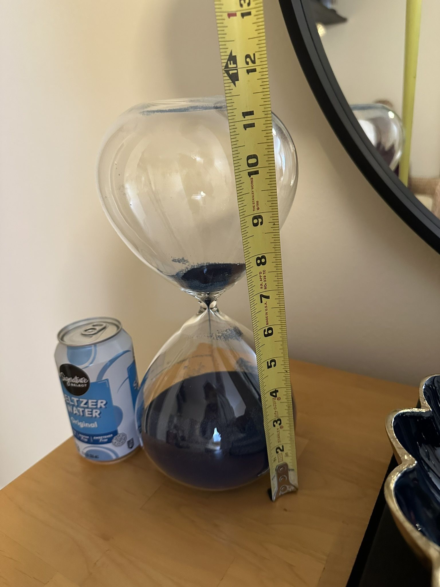 Large Blue Sand Hourglass. Nice blue colored sand.